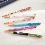 Set personalizado de 2 bolígrafos retráctiles con nombre y capuchón de arena movediza de purpurina para graduados Regalo de cumpleaños para graduados Compañeros de clase