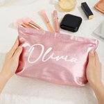 Personalized Large Glitter PU Makeup Bag with Name Bachelorette Party Bridesmaid Wedding Gift for Women