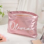 Personalized Large Glitter PU Makeup Bag with Name Bachelorette Party Bridesmaid Wedding Gift for Women