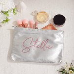 Personalized Large Glitter PU Makeup Bag with Name Bachelorette Party Bridesmaid Wedding Gift for Women