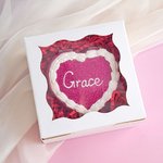 Personalised Handmade Heart Shaped Cherry Cream Cake Mirror with Name and Box Compact Travel Accessories Birthday Valentine's Day Gift for Women