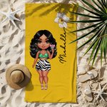 Gepersonaliseerde Zomermeisje Sneldrogende Microvezel Strandhanddoek met Naam en Geboortebloem Reizen Essentieel Verjaardagscadeau voor Vrouwen