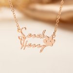 Personalized Paw Print 2 Names Necklace Pet Mom Jewelry Birthday Pet Loss Memorial Gift for Pet Owners Lovers