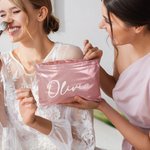 Personalized Large Glitter PU Makeup Bag with Name Bachelorette Party Bridesmaid Wedding Gift for Women
