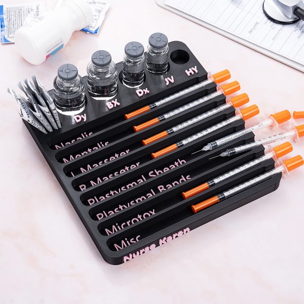 Personalized Marking Multi-groove Syringe Organizer Tray Portable Partitioned Vial Holder Christmas Gift for Doctors Beauticians