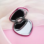 Personalised Handmade Heart Shaped Cherry Cream Cake Mirror with Name and Box Compact Travel Accessories Birthday Valentine's Day Gift for Women