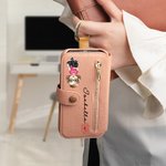 Etui de téléphone à rabat en cuir avec porte carte RFID bloquant le nom Cadeau d'anniversaire de la fête des mères pour les femmes