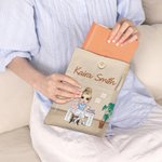 Personalized Cartoon Painting Sewing Girl Book Sleeve Protector with Name Birthday Mother's Day Gift for Women Reading Lovers
