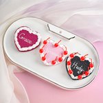 Personalised Handmade Heart Shaped Cherry Cream Cake Mirror with Name and Box Compact Travel Accessories Birthday Valentine's Day Gift for Women