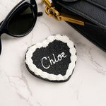 Personalised Handmade Heart Shaped Cherry Cream Cake Mirror with Name and Box Compact Travel Accessories Birthday Valentine's Day Gift for Women
