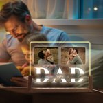 Personalized 2-6 Photos Collage Acrylic LED Night Light with 1-6 Kids Names and Wooden Base Desktop Decor Father's Day Christmas Gift for Dad Grandpa