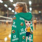 Personalizzato Multicolore Cartoon Character Balls Morbida coperta con cappuccio con nome e numero Regalo di compleanno per gli amanti dello sport