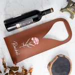 Personalized Birth Flower Leather Wine Bag with Name and Handle Protective Wine Accessories Birthday Dinner Party Gift for Wine Lover