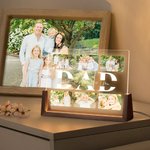Personalized 2-6 Photos Collage Acrylic LED Night Light with 1-6 Kids Names and Wooden Base Desktop Decor Father's Day Christmas Gift for Dad Grandpa