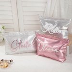 Personalized Large Glitter PU Makeup Bag with Name Bachelorette Party Bridesmaid Wedding Gift for Women