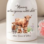 Personalized Highland Cow Ceramic Flower Vase with 1-8 Names Home Decor Birthday Mother's Day Gift for Mom Grandma