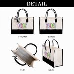 Borsa tote in tela personalizzata con alfabeti floreali, con 1-12 nomi e fodera impermeabile Regalo di compleanno per la festa della mamma e della nonna.