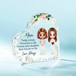 Henkilökohtainen sarjakuva morsian ja äiti merkkiä kukka sydän akryyli plaketti nimi Home Decor häät Bridal Shower lahja morsian äiti