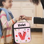 Personalized Cute Cartoon Letter Portable Insulated Lunch Bag with Name and Mesh Pocket Back to School Picnic Birthday Gift for Boys Girls