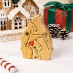 Spersonalizowane czerwone serce Kwiat narodzin Drewniane puzzle rodzinne z 2-8 imionami Dekoracja biurka Urodziny Dzień Ojca Prezent dla rodziny