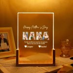 Personalizada Feliz Día de la Madre Fotos LED Luz de Noche con Base de Madera 1-10 Nombres y Texto Día de la Madre Cumpleaños Regalo para Mamá Abuela