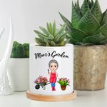Spersonalizowana ceramiczna doniczka z imieniem i bambusową podstawą na Dzień Matki dla miłośniczek ogrodnictwa
