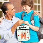 Personalized Cute Cartoon Letter Portable Insulated Lunch Bag with Name and Mesh Pocket Back to School Picnic Birthday Gift for Boys Girls