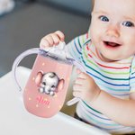 Tasse à bec isolée 295 ml personnalisée avec nom et motif d'animal design avec poignée Cadeau d'anniversaire pour les bébés ou petits enfants