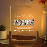 Personalizada Feliz Día de la Madre Fotos LED Luz de Noche con Base de Madera 1-10 Nombres y Texto Día de la Madre Cumpleaños Regalo para Mamá Abuela