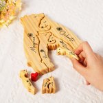 Spersonalizowane czerwone serce Kwiat narodzin Drewniane puzzle rodzinne z 2-8 imionami Dekoracja biurka Urodziny Dzień Ojca Prezent dla rodziny