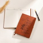 Personalisiertes Kreuz Bibelvers A5 PU-Ledereinband Notizbuch mit Namen Studium Zubehör Geburtstag Geschenk für Familie Freunde Religionsanhänger