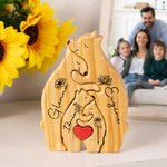 Spersonalizowane czerwone serce Kwiat narodzin Drewniane puzzle rodzinne z 2-8 imionami Dekoracja biurka Urodziny Dzień Ojca Prezent dla rodziny