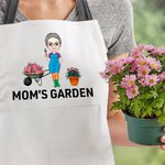 Gepersonaliseerd Bonsai tuinieren stripfiguur schort met naam Moederdag Verjaardagscadeau voor vrouwen tuinieren liefhebbers