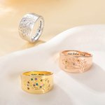 Personalisierter Familie Lebensbaum-Ring aus Silber mit 1–20 Geburtsstein Geburtstag Muttertag Geschenk für Familie Damen Mutter
