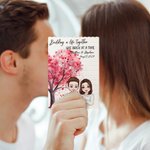 Albero dell'amore personalizzato Gesto del cuore Personaggio dei cartoni animati Puzzle di mattoncini con nome e data Regalo di anniversario di San Valentino per la coppia
