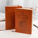 Personalisiertes Kreuz Bibelvers A5 PU-Ledereinband Notizbuch mit Namen Studium Zubehör Geburtstag Geschenk für Familie Freunde Religionsanhänger