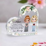 Henkilökohtainen sarjakuva morsian ja äiti merkkiä kukka sydän akryyli plaketti nimi Home Decor häät Bridal Shower lahja morsian äiti