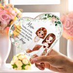 Henkilökohtainen sarjakuva morsian ja äiti merkkiä kukka sydän akryyli plaketti nimi Home Decor häät Bridal Shower lahja morsian äiti