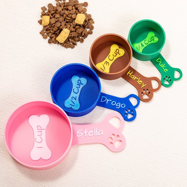 Personalised Multicolour Paw Print Bone Design Dog Food Scoop with Name Pet Accessory Birthday New Puppy Gift for Dog Owners