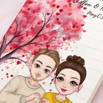 Albero dell'amore personalizzato Gesto del cuore Personaggio dei cartoni animati Puzzle di mattoncini con nome e data Regalo di anniversario di San Valentino per la coppia