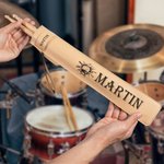 Sac portable pour baguettes de batterie personnalisé avec motif rythmique et nom - Cadeau anniversaire pour batteurs et musiciens