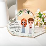 Henkilökohtainen sarjakuva morsian ja äiti merkkiä kukka sydän akryyli plaketti nimi Home Decor häät Bridal Shower lahja morsian äiti