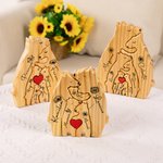 Spersonalizowane czerwone serce Kwiat narodzin Drewniane puzzle rodzinne z 2-8 imionami Dekoracja biurka Urodziny Dzień Ojca Prezent dla rodziny