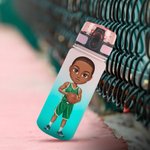 Personalisierte Cartoon Basketball Charakter Name Gradient Sport Wasserflasche mit Flip-Top-Deckel und Riemen Geburtstagsgeschenk für Gym Fitness Basketball-Liebhaber