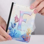 Personalised Fantasy Mermaid Princess Underwater World Leather Passport Holder with Name and Initial Travel Essential Birthday Gift for Mermaid Lovers