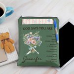 Spersonalizowany bukiet kwiatów urodzinowych Ochraniacz na książkę z wersetami biblijnymi z zamkiem błyskawicznym i kieszenią Urodzinowy prezent religijny dla miłośników czytania Chrześcijanin