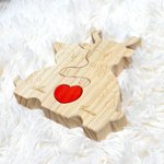 Personalizowane drewniane puzzle z czerwonym sercem dla rodziny z 2-5 wygrawerowanymi imionami Dekoracja biurka Prezent urodzinowy dla rodziny