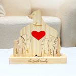 Personalized Cute Love Hug Bear Family Wooden Puzzle with Base and 2-9 Names Desk Decoration Birthday Anniversary Gift for Family