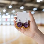 Personalized Multicolour Basketball Single Double Triple Layers PU Leather Stud Dangle Earrings with Text Game Day Gift for Basketball Lover Mom