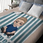 Personalisierte Streifen Cartoon Charakter weiche Decke mit Namen Home Decor Geburtstag Geschenk für Jungen Mädchen Familie